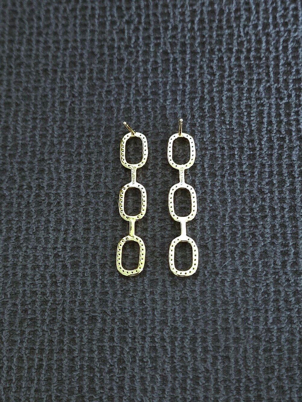 Rachel Zoe Stationary Triple3️⃣ Gold💛 Chain⛓️ Link Earrings - Picture 14 of 15